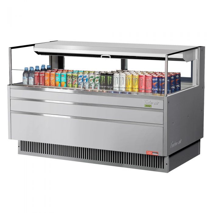 Turbo Air TOM-60L-UFD-S-1S-N 58-3/4" Low Profile Open Display Merchandiser, European Straight Style, Stainless Steel, 8 Cu. Ft.