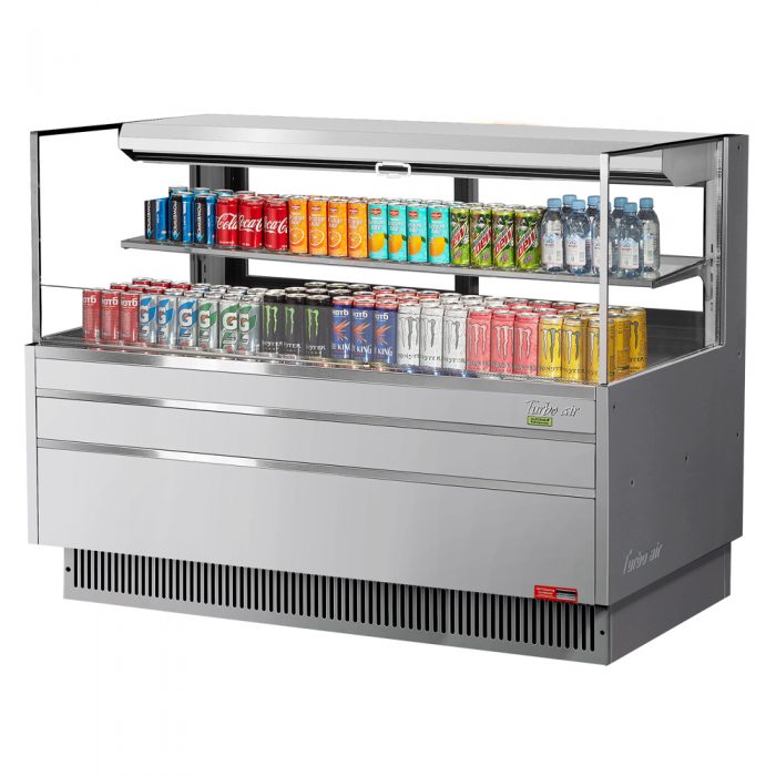 Turbo Air TOM-60L-UFD-S-2S-N 58-3/4" Low Profile Open Display Merchandiser, 1 shelf, European Straight Style, Stainless Steel, 13 Cu. Ft.