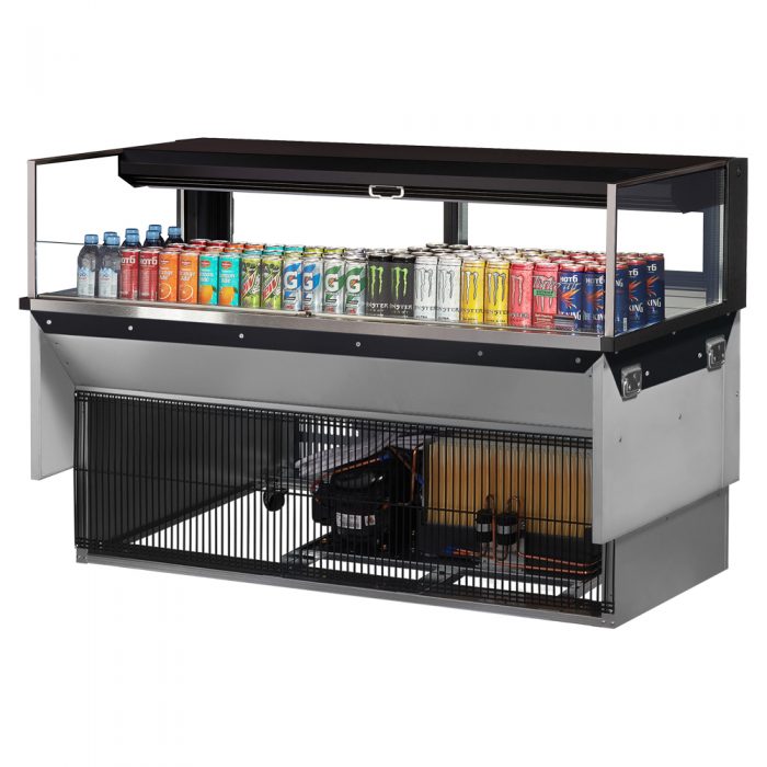 Turbo Air TOM-60L-UFD-W(B)-1SI-N 58-3/4" Low Profile Drop In Open Display Merchandiser, European Straight Style, 8 Cu. Ft.