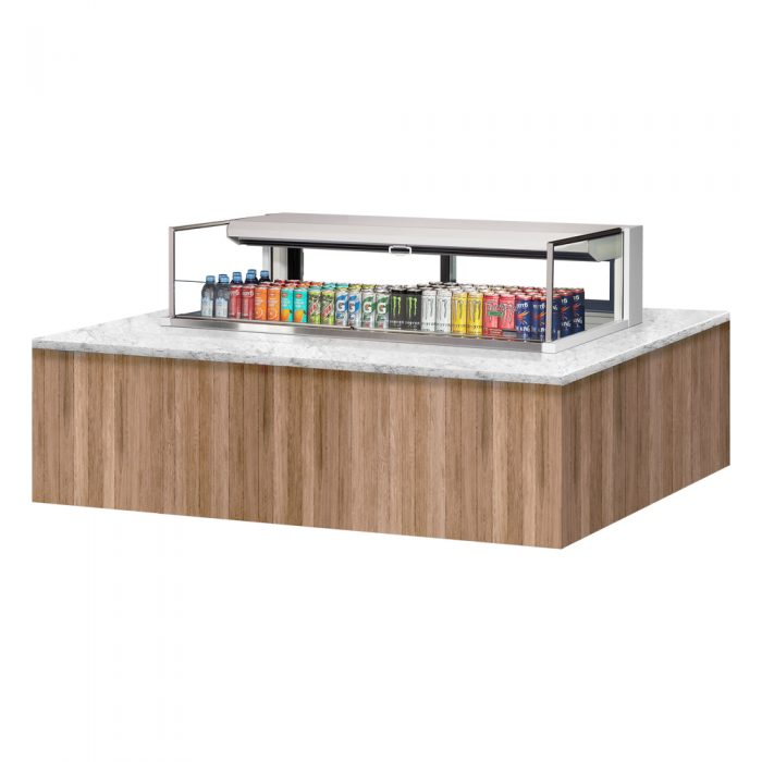 Turbo Air TOM-60L-UFD-W(B)-1SI-N 58-3/4" Low Profile Drop In Open Display Merchandiser, European Straight Style, 8 Cu. Ft.