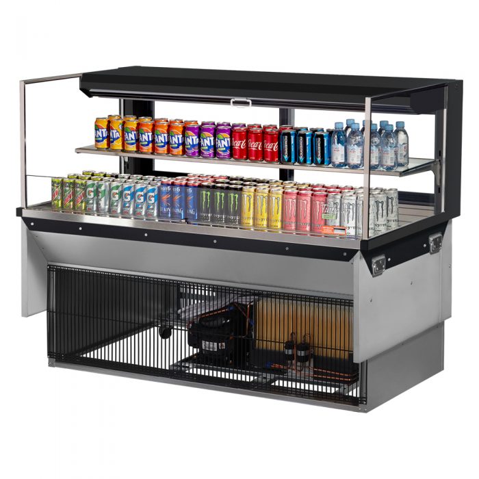 Turbo Air TOM-60L-UFD-W(B)-2SI-N 58-3/4" Low Profile Drop In Open Display Merchandiser, 1 shelf, European Straight Style, 13 Cu. Ft.