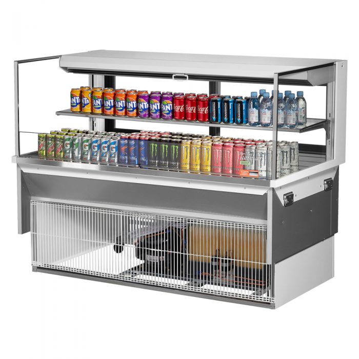 Turbo Air TOM-60L-UFD-W(B)-2SI-N 58-3/4" Low Profile Drop In Open Display Merchandiser, 1 shelf, European Straight Style, 13 Cu. Ft.