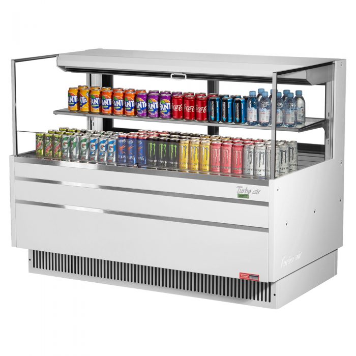 Turbo Air TOM-60L-UFD-W(B)-2S-N 58-3/4" Low Profile Open Display Merchandiser, 1 shelf, European Straight Style, 13 Cu. Ft.