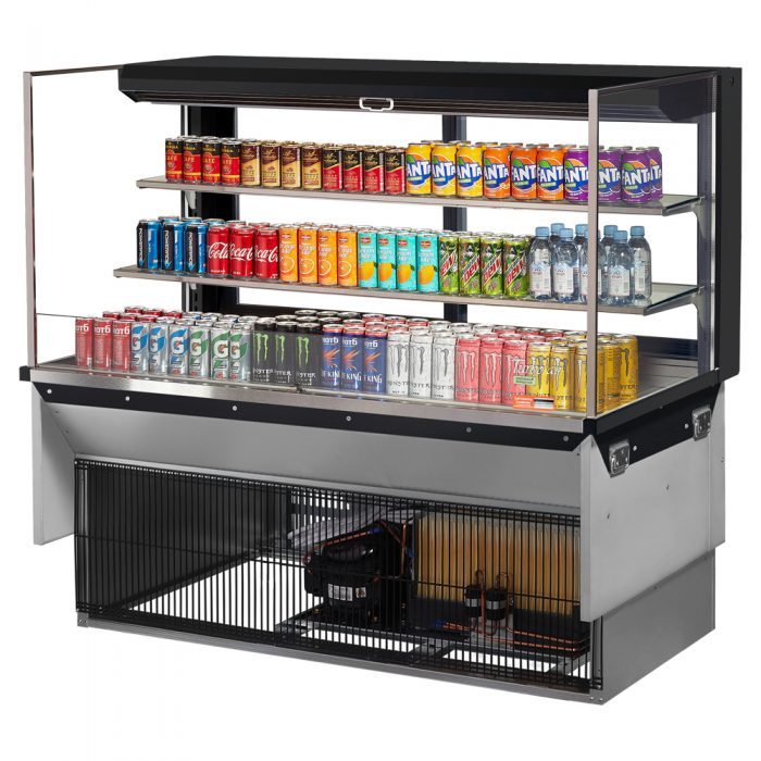 Turbo Air TOM-60L-UFD-W(B)-3SI-N 58-3/4" Low Profile Drop In Open Display Merchandiser, 2 shelves, European Straight Style, 19.3 Cu. Ft.