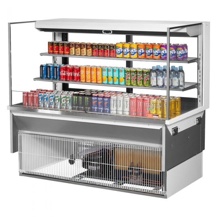 Turbo Air TOM-60L-UFD-W(B)-3SI-N 58-3/4" Low Profile Drop In Open Display Merchandiser, 2 shelves, European Straight Style, 19.3 Cu. Ft.