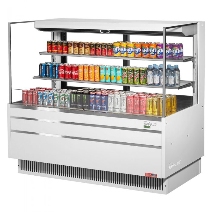Turbo Air TOM-60L-UFD-W(B)-3S-N 58-3/4" Low Profile Open Display Merchandiser, 2 shelves, European Straight Style, 19.3 Cu. Ft.