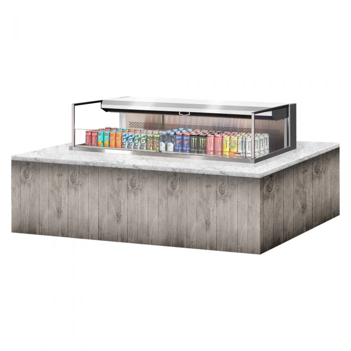 Turbo Air TOM-60L-UF-S-1SI-N 58-3/4" Low Profile Drop In Open Display Merchandiser, European Straight Style, Stainless Steel, 8 Cu. Ft.