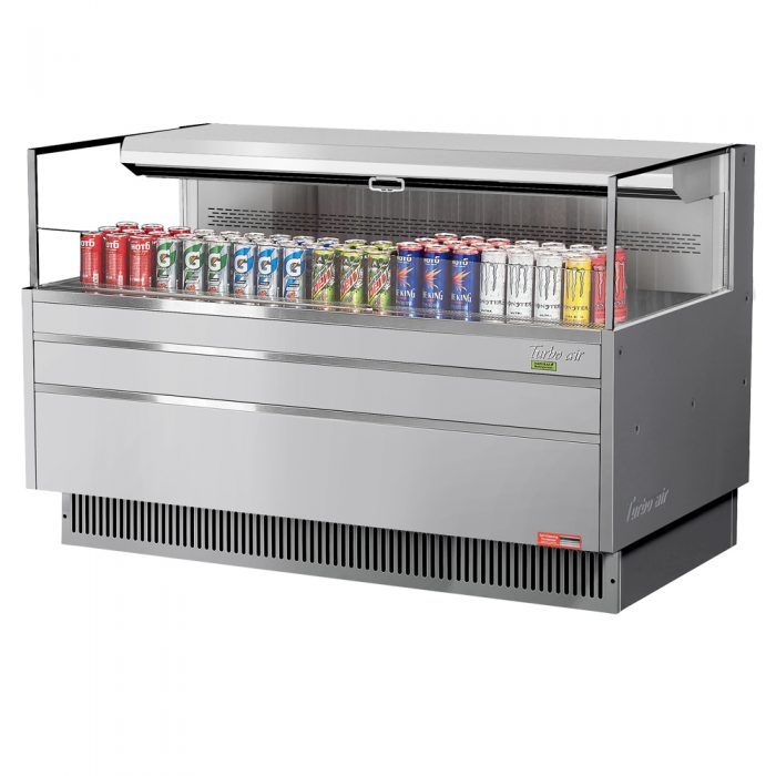 Turbo Air TOM-60L-UF-S-1S-N 58-3/4" Low Profile Open Display Merchandiser, European Straight Style, Stainless Steel, 8 Cu. Ft.