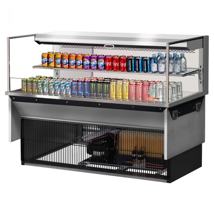 Turbo Air TOM-60L-UF-S-2SI-N 58-3/4" Low Profile Drop In Open Display Merchandiser, 1 shelf, European Straight Style, Stainless Steel, 13 Cu. Ft.