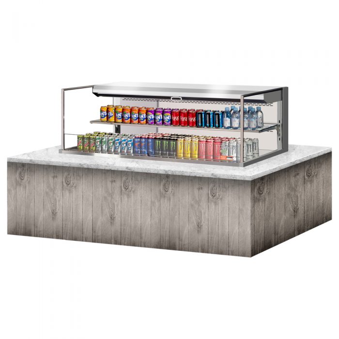 Turbo Air TOM-60L-UF-S-2SI-N 58-3/4" Low Profile Drop In Open Display Merchandiser, 1 shelf, European Straight Style, Stainless Steel, 13 Cu. Ft.