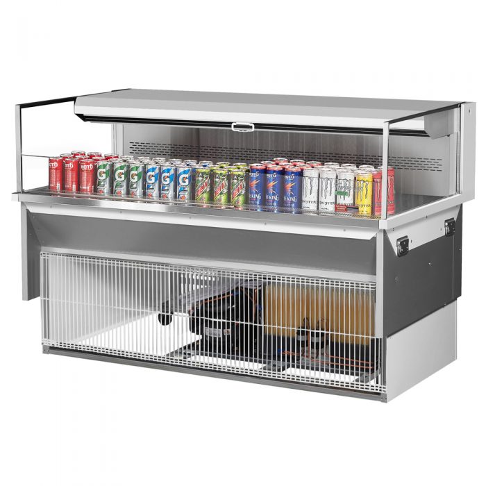 Turbo Air TOM-60L-UF-W(B)-1SI-N 58-3/4" Low Profile Drop In Open Display Merchandiser, European Straight Style, 8 Cu. Ft.