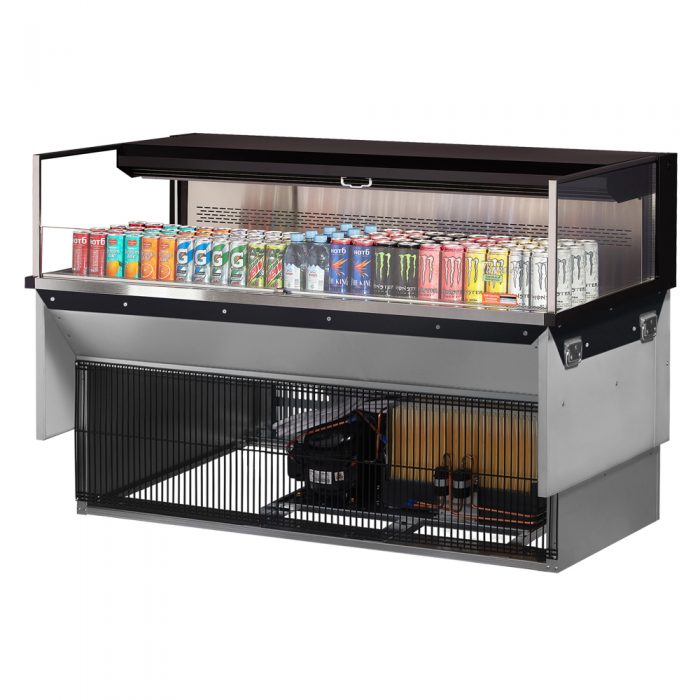 Turbo Air TOM-60L-UF-W(B)-1SI-N 58-3/4" Low Profile Drop In Open Display Merchandiser, European Straight Style, 8 Cu. Ft.
