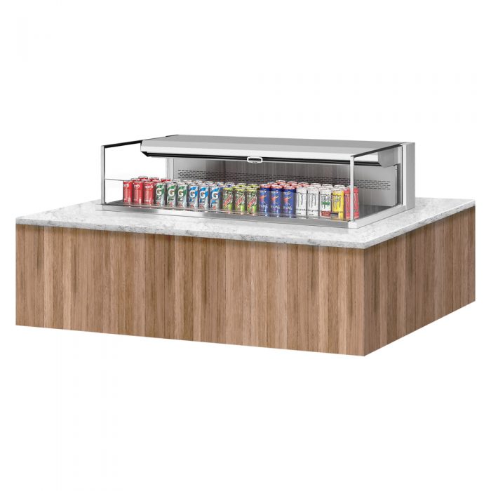 Turbo Air TOM-60L-UF-W(B)-1SI-N 58-3/4" Low Profile Drop In Open Display Merchandiser, European Straight Style, 8 Cu. Ft.