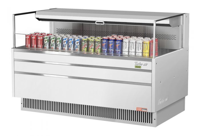 Turbo Air TOM-60L-UF-W(B)-1S-N 58-3/4" Low Profile Open Display Merchandiser, European Straight Style, 8 Cu. Ft.