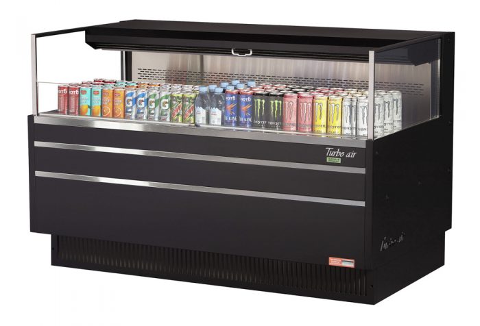 Turbo Air TOM-60L-UF-W(B)-1S-N 58-3/4" Low Profile Open Display Merchandiser, European Straight Style, 8 Cu. Ft.