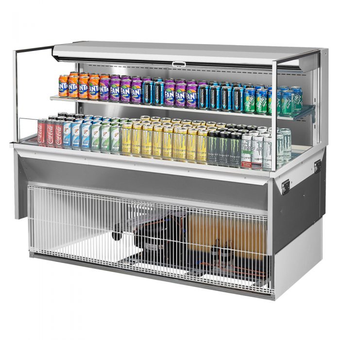 Turbo Air TOM-60L-UF-W(B)-2SI-N 58-3/4" Low Profile Drop In Open Display Merchandiser, 1 shelf, European Straight Style, 13 Cu. Ft.