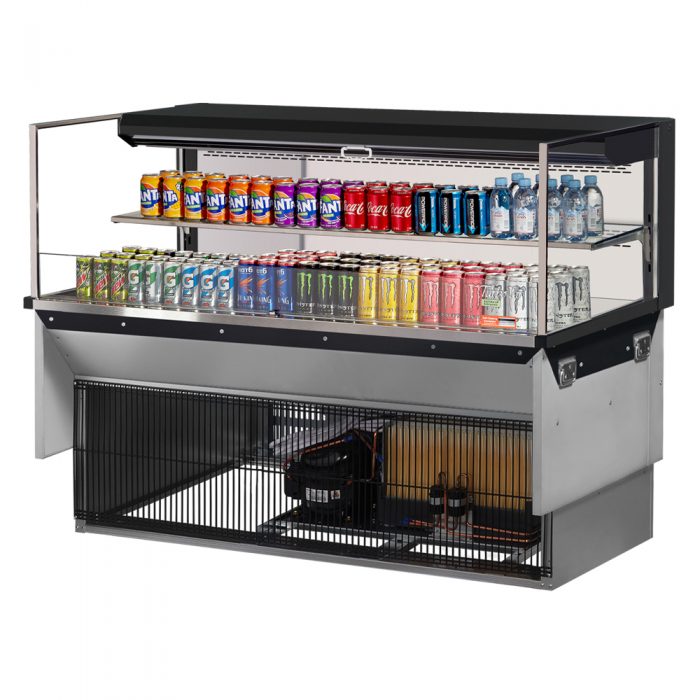 Turbo Air TOM-60L-UF-W(B)-2SI-N 58-3/4" Low Profile Drop In Open Display Merchandiser, 1 shelf, European Straight Style, 13 Cu. Ft.