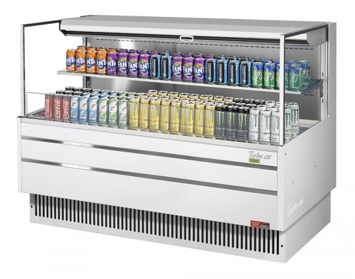 Turbo Air TOM-60L-UF-W(B)-2S-N 58-3/4" Low Profile Open Display Merchandiser, 1 shelf, European Straight Style, 13 Cu. Ft.