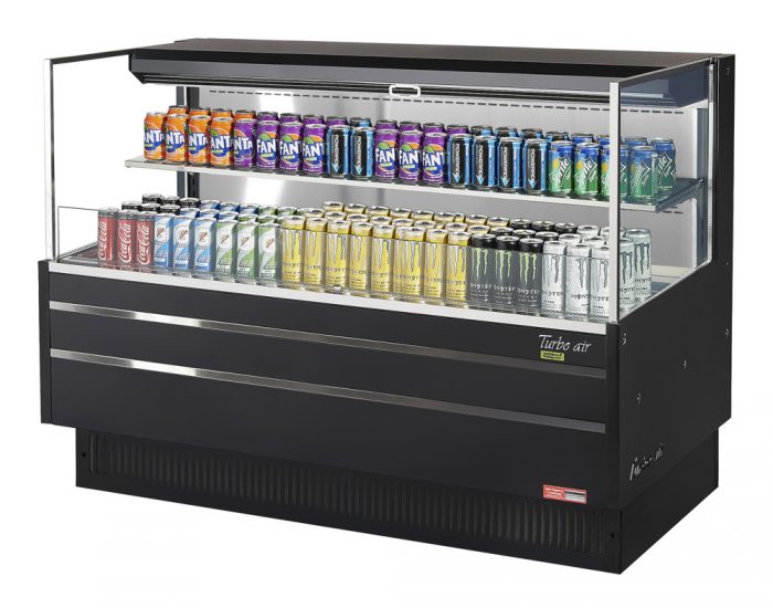 Turbo Air TOM-60L-UF-W(B)-2S-N 58-3/4" Low Profile Open Display Merchandiser, 1 shelf, European Straight Style, 13 Cu. Ft.