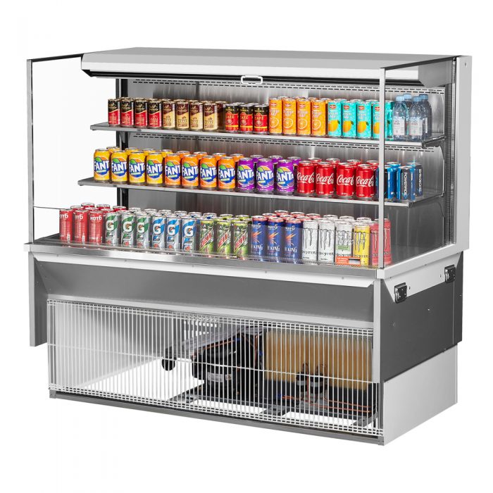 Turbo Air TOM-60L-UF-W(B)-3SI-N 58-3/4" Low Profile Drop In Open Display Merchandiser, 2 shelves, European Straight Style, 19.3 Cu. Ft.