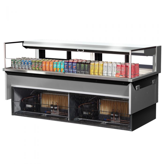 Turbo Air TOM-72L-UFD-S-1SI-N 70-3/4" Low Profile Drop In Open Display Merchandiser, European Straight Style, Stainless Steel, 9.7 Cu. Ft.