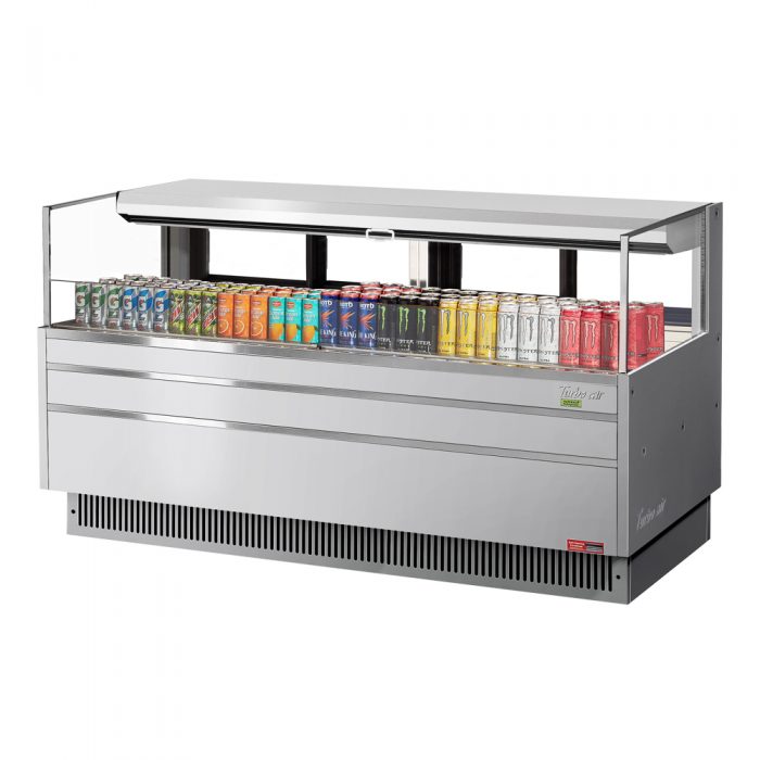 Turbo Air TOM-72L-UFD-S-1S-N 70-3/4" Low Profile Open Display Merchandiser, European Straight Style, Stainless Steel, 9.7 Cu. Ft.