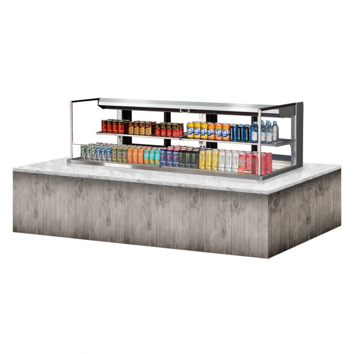 Turbo Air TOM-72L-UFD-S-2SI-N 70-3/4" Low Profile Drop In Open Display Merchandiser, 1 shelf, European Straight Style, Stainless Steel, 15.8 Cu. Ft.