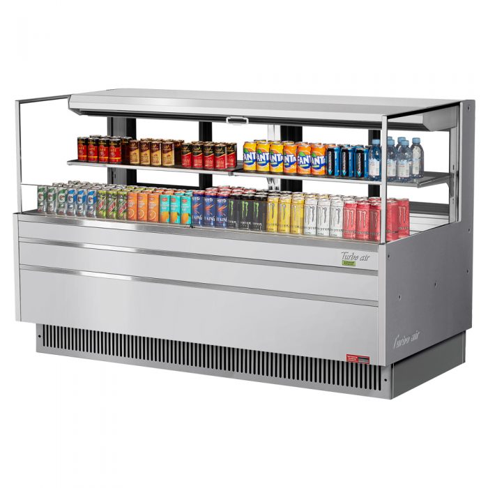Turbo Air TOM-72L-UFD-S-2S-N 70-3/4" Low Profile Open Display Merchandiser, 1 shelf, European Straight Style, Stainless Steel, 15.8 Cu. Ft.