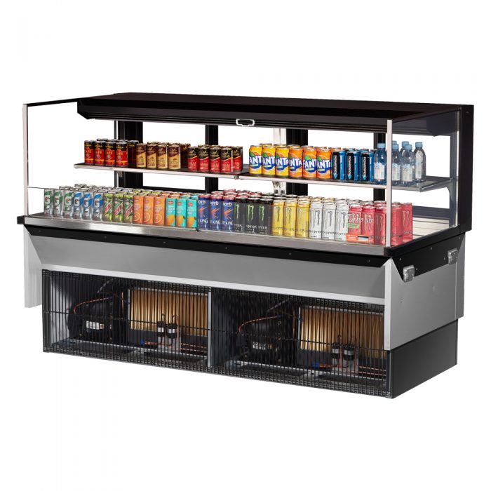 Turbo Air TOM-72L-UFD-W(B)-2SI-N 70-3/4" Low Profile Drop In Open Display Merchandiser, 1 shelf, European Straight Style, 15.8 Cu. Ft.