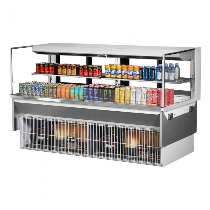 Turbo Air TOM-72L-UFD-W(B)-2SI-N 70-3/4" Low Profile Drop In Open Display Merchandiser, 1 shelf, European Straight Style, 15.8 Cu. Ft.