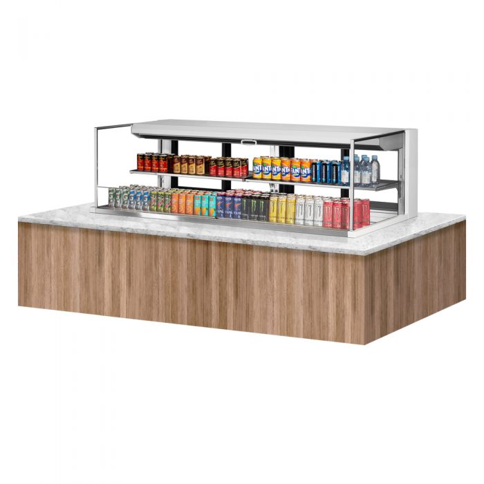 Turbo Air TOM-72L-UFD-W(B)-2SI-N 70-3/4" Low Profile Drop In Open Display Merchandiser, 1 shelf, European Straight Style, 15.8 Cu. Ft.