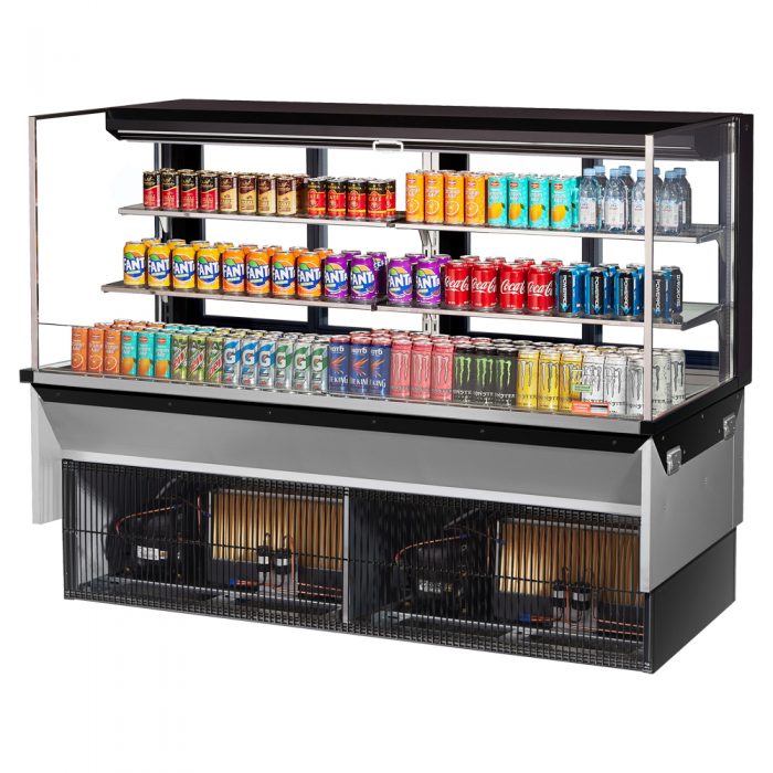 Turbo Air TOM-72L-UFD-W(B)-3SI-N 70-3/4" Low Profile Drop In Open Display Merchandiser, 2 shelves, European Straight Style, 23.4 Cu. Ft.