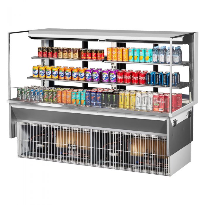 Turbo Air TOM-72L-UFD-W(B)-3SI-N 70-3/4" Low Profile Drop In Open Display Merchandiser, 2 shelves, European Straight Style, 23.4 Cu. Ft.