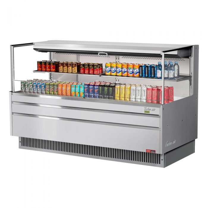 Turbo Air TOM-72L-UF-S-2S-N 70-3/4" Low Profile Open Display Merchandiser, 1 shelf, European Straight Style, Stainless Steel, 15.8 Cu. Ft.