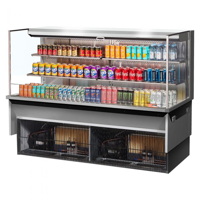 Turbo Air TOM-72L-UF-S-3SI-N 70-3/4" Low Profile Drop In Open Display Merchandiser, 2 shelves, European Straight Style, Stainless Steel, 23.4 Cu. Ft.