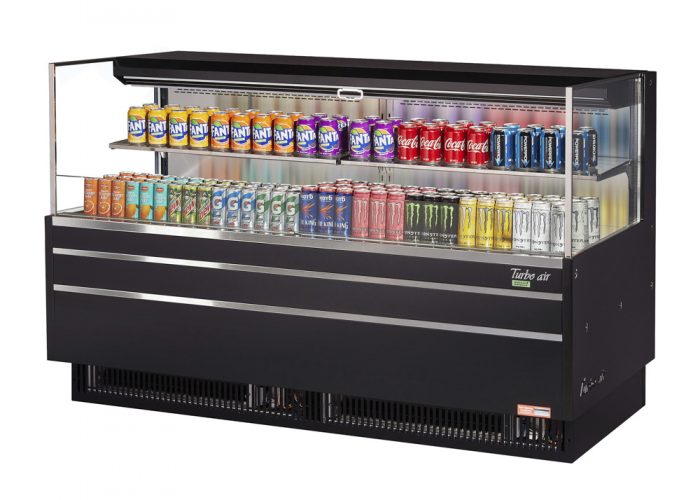 Turbo Air TOM-72L-UF-W(B)-2S-N 70-3/4" Low Profile Open Display Merchandiser, 1 shelf, European Straight Style, 15.8 Cu. Ft.