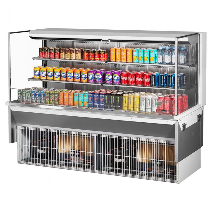 Turbo Air TOM-72L-UF-W(B)-3SI-N 70-3/4" Low Profile Drop In Open Display Merchandiser, 2 shelves, European Straight Style, 23.4 Cu. Ft.
