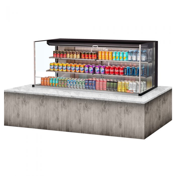 Turbo Air TOM-72L-UF-W(B)-3SI-N 70-3/4" Low Profile Drop In Open Display Merchandiser, 2 shelves, European Straight Style, 23.4 Cu. Ft.