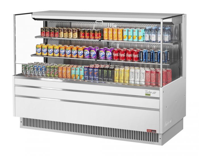 Turbo Air TOM-72L-UF-W(B)-3S-N 70-3/4" Low Profile Open Display Merchandiser, 2 shelves, European Straight Style, 23.4 Cu. Ft.