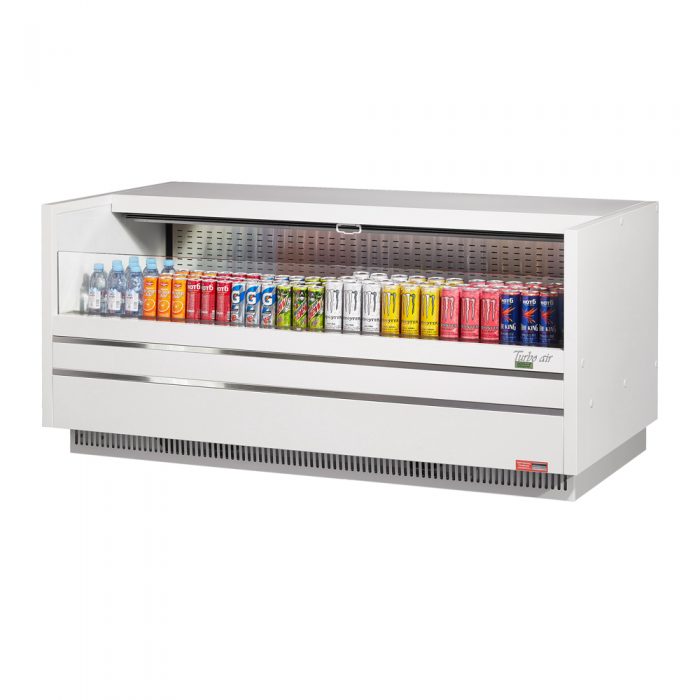 Turbo Air TOM-72UC-W(B)-N 72-1/4" Low Profile Drop In Open Display Merchandiser, Solid Side Panel, European Straight Style, 10.4 Cu. Ft.