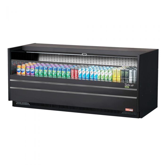 Turbo Air TOM-72UC-W(B)-N 72-1/4" Low Profile Drop In Open Display Merchandiser, Solid Side Panel, European Straight Style, 10.4 Cu. Ft.