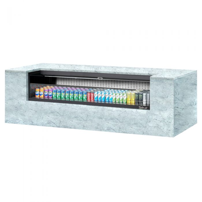 Turbo Air TOM-72UC-W(B)-N 72-1/4" Low Profile Drop In Open Display Merchandiser, Solid Side Panel, European Straight Style, 10.4 Cu. Ft.