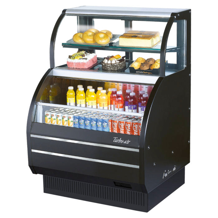 Turbo Air TOM-W-40SB-N 39" Dual Service Open Display Merchandiser with Refrigerated Top Case, Black