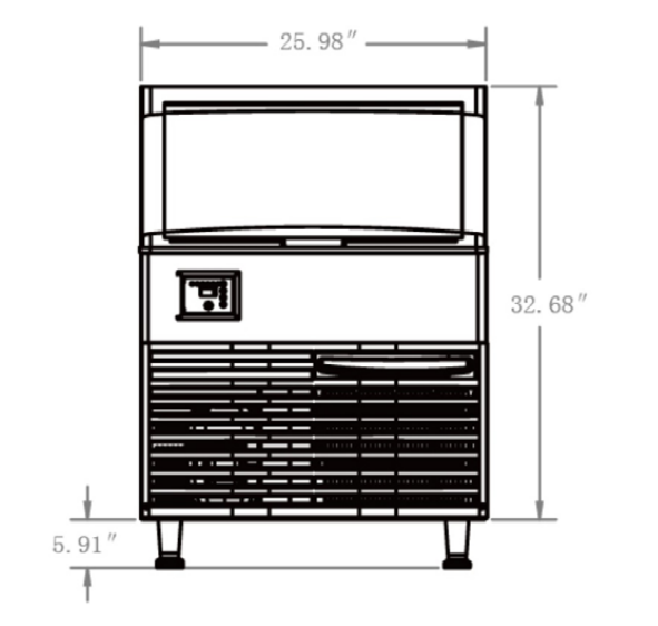 Coldline ICE180 26" 160 lb. Air Cooled Half Cube Ice Machine with Bin