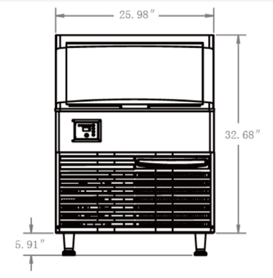 Coldline ICE280 26" 280 lb. Air Cooled Half Cube Ice Machine with Bin