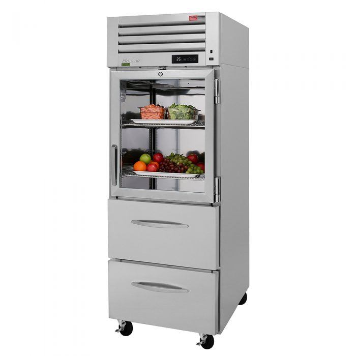 Turbo Air PRO-26R-G-D2-N 1 Glass Half Door and 2 Drawer Top Mount Refrigerator, 25.7 Cu. Ft.