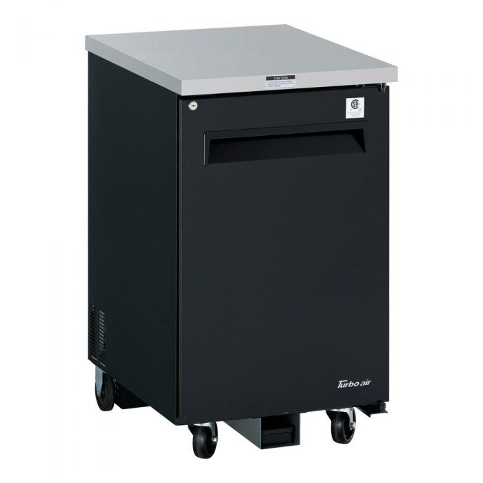 Turbo Air TBB-1SB-N6 1 Solid Door 24" Back Bar Cooler, Black Vinyl Exterior, 7.76 Cu. Ft.