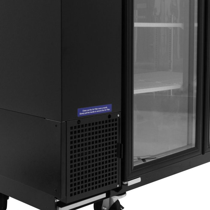 Turbo Air TBB-24-60SG-N 24.5" Deep Narrow Back Bar Cooler, 2 Glass Door 61" Black Vinyl Exterior Back Bar Cooler, 16.4 Cu. Ft.