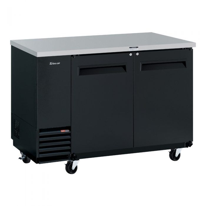 Turbo Air TBB-2SB-N6 2 Solid Door 59" Back Bar Cooler, Black Vinyl Exterior, 19 Cu. Ft.