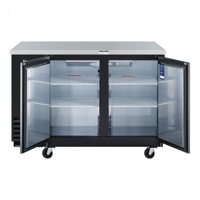 Turbo Air TBB-2SB-N6 2 Solid Door 59" Back Bar Cooler, Black Vinyl Exterior, 19 Cu. Ft.